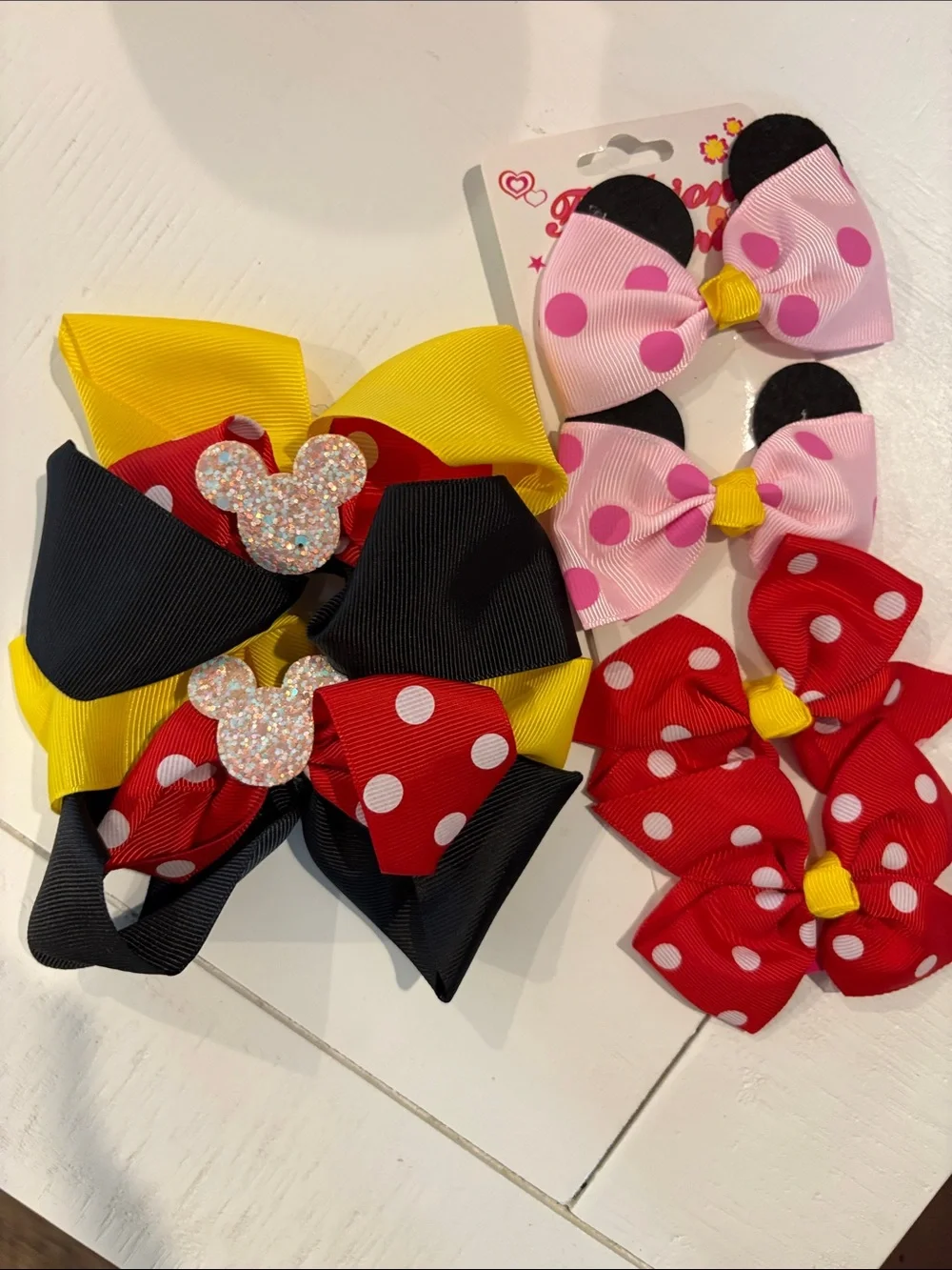 Polka Dot Minnie-Inspired Headbands & Bows Set - Red, Black, Pink, Yellow Set 12
